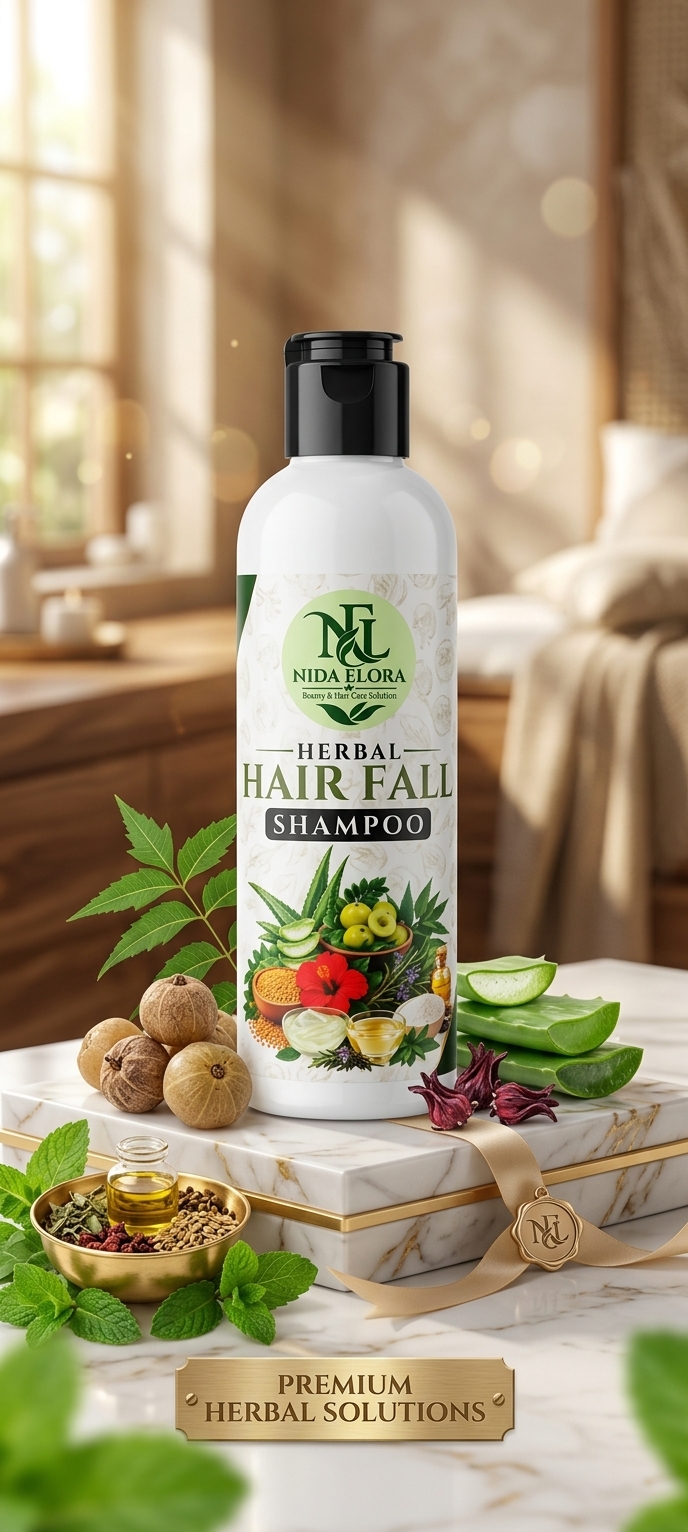 Nida Elora Herbal Hair Fall Shampoo – Premium Herbal Hair Care Solution
